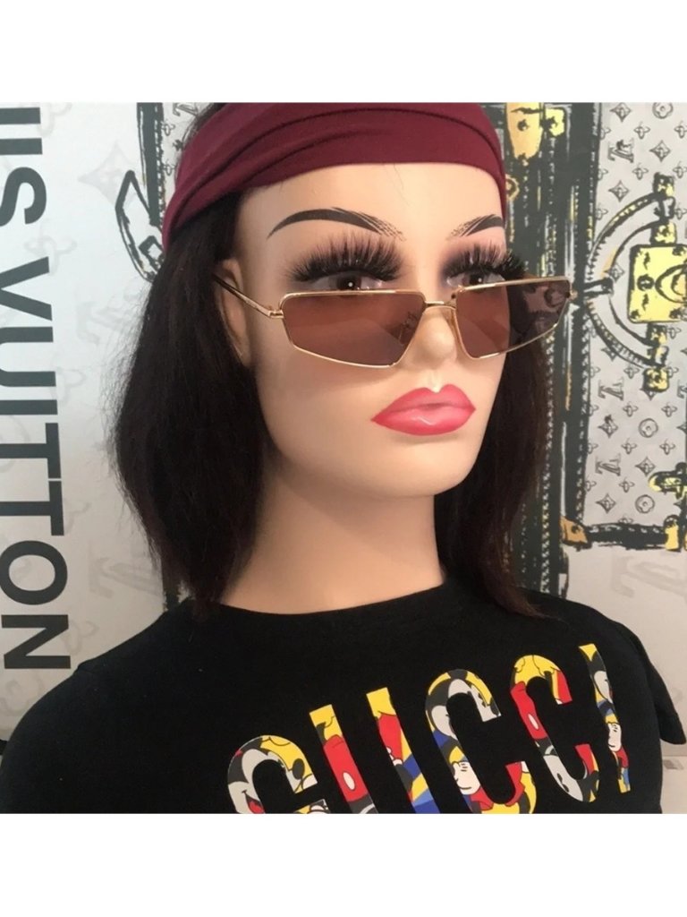 New Authentic Gucci Gg0537s 002 Gold Cat-Eye Sunglasses Red Lenses